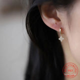 925 Sterling Silver Cz Cross Flower Earrings Women Jewelry Wedding Party Gift