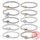 925 Silver Daisy Charm Bracelet Two-Tone Romantic Rose Barrel DIY Chain
