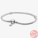 925 Silver Daisy Charm Bracelet Two-Tone Romantic Rose Barrel DIY Chain