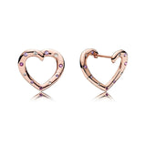 925 Silver Earring Rose Heart Hoop Earrings Women Wedding Gift Jewelry