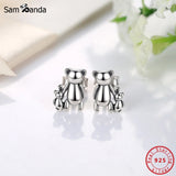 925 Silver Bear Stud Earrings Birthday Gift