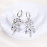 925 Silver Colorful CZ Circular Hoop Earrings Women Gift Wedding