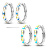 925 Silver Colorful CZ Circular Hoop Earrings Women Gift Wedding
