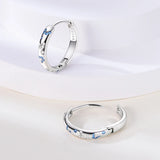 925 Silver Colorful CZ Circular Hoop Earrings Women Gift Wedding