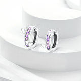 925 Silver Colorful CZ Circular Hoop Earrings Women Gift Wedding