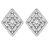 925 Silver Geometric Floral Leaves Earrings