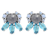 925 Silver Geometric Floral Leaves Earrings