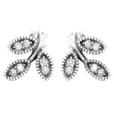 925 Silver Geometric Floral Leaves Earrings