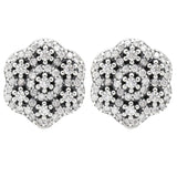 925 Silver Geometric Floral Leaves Earrings