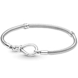 925 Silver Infinity Knot Hearts Clasp Bracelet for Charm Bead