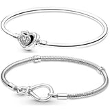 925 Silver Infinity Knot Hearts Clasp Bracelet for Charm Bead