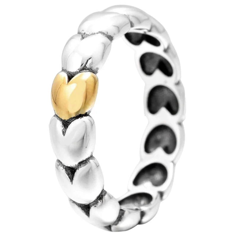 925 Silver Entwined Rope Bands Love Heart Ring Gift