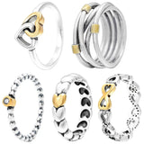925 Silver Eternity Entwined Rope Bands Love Heart Ring For Women
