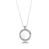 925 Silver Floating Locket Pan Necklace with CZ Glass