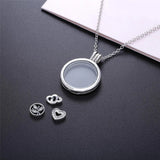 925 Silver CZ Floating Locket Pan Necklace