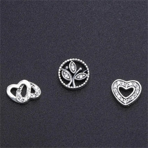 925 Silver Floating Locket Pan Necklace with CZ Glass