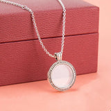 925 Silver Floating Locket Pan Necklace with CZ Glass