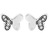 925 Silver Butterfly Hoop Earring w/ Crystal & Pearl