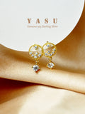 925 Silver French Hollow Diamond Drop Earrings for Women