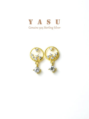 925 Silver French Hollow Diamond Drop Earrings for Women