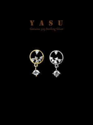 925 Silver French Hollow Diamond Drop Earrings for Women