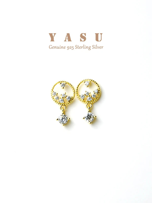 925 Silver French Hollow Diamond Drop Earrings for Women