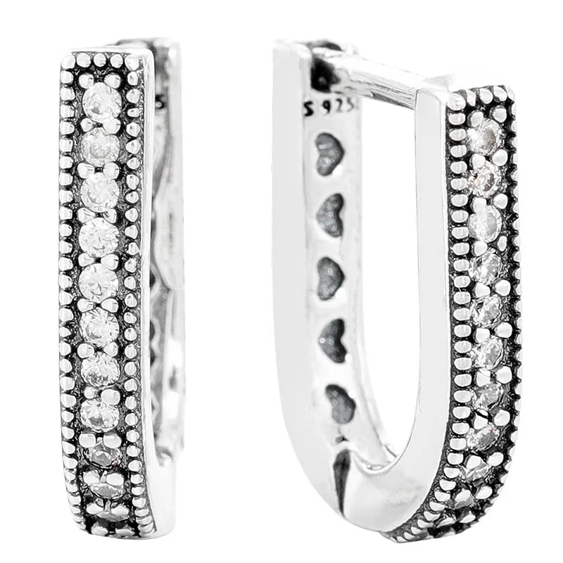 925 Silver Moon & Stars Beaded Hoop Earring Women DIY Jewelry