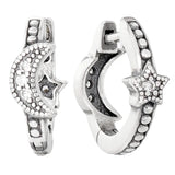 925 Silver Moon & Stars Beaded Hoop Earring Women DIY Jewelry