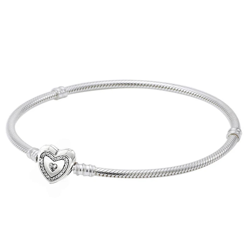 925 Silver Family Tree Heart Bracelet for Charm Jewelry