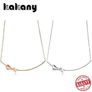 925 Sterling Silver Romantic Bow Necklace Gift for Women