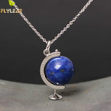 925 Silver Lapis Lazuli Globe Necklace Pendant
