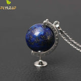 925 Silver Lapis Lazuli Globe Necklace Pendant