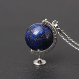925 Silver Lapis Lazuli Globe Necklace Pendant