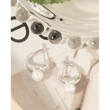 925 Silver Hoop Earrings Pearl Piercing Small Jewelry