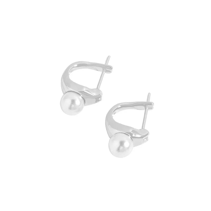 925 Silver Hoop Earrings Pearl Piercing Small Jewelry