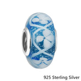 925 Silver Iridescent Charms Fit European Snake Bracelet Beads DIY Blue