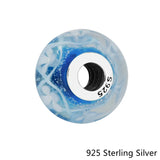 925 Silver Iridescent Charms Fit European Snake Bracelet Beads DIY Blue