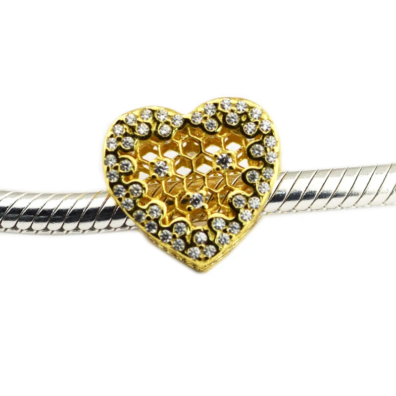 925 Silver Honeycomb Lace Charm for Bracelet Pendant