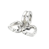 925 Silver Sister Hearts Charm Beads for Bracelets