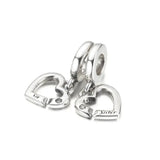 925 Silver Sister Hearts Charm Beads for Bracelets