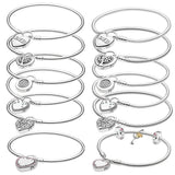 925 Silver Love Heart Charm Bracelet Sparkling Clasp Bangle