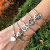 925 Silver Love Heart Charm Bracelet Sparkling Clasp Bangle