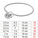 925 Silver Love Heart Charm Bracelet Sparkling Clasp Bangle