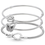 925 Silver Butterfly Clasp Infinity Knot Snake Chain Bracelet