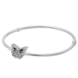 925 Silver Butterfly Clasp Infinity Knot Snake Chain Bracelet