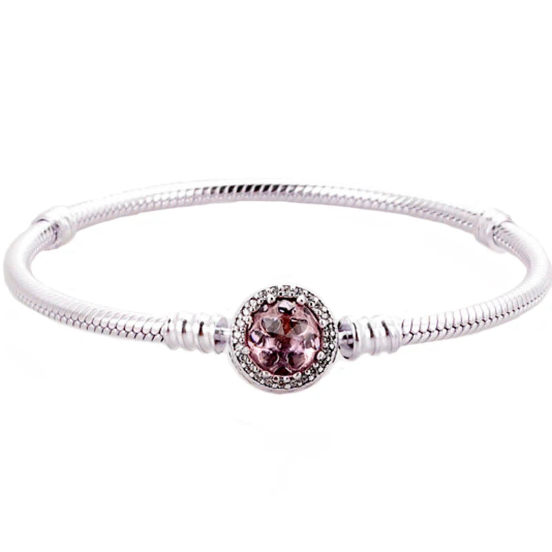 925 Silver Hearts Clasp Snake Chain Bracelet DIY Jewelry