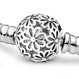 925 Sterling Silver Crystal Snowflake Flower Clasp Charm