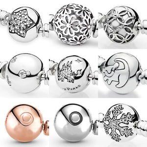 925 Sterling Silver Crystal Snowflake Flower Clasp Charm