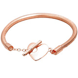 925 Silver Galaxy Rose Heart T-bar Snake Chain Bracelet
