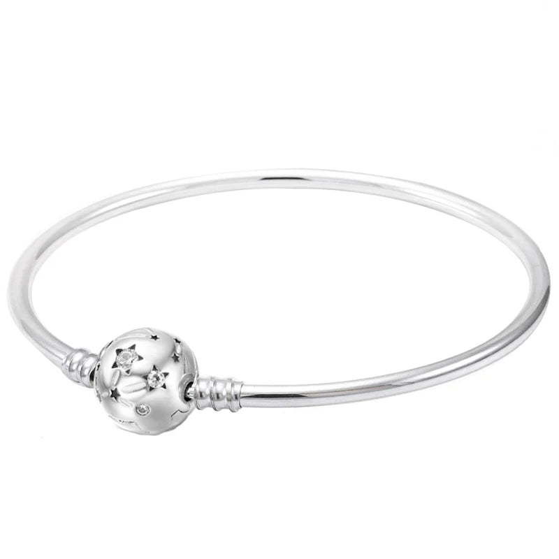 925 Silver Galaxy Rose Heart T-bar Snake Chain Bracelet